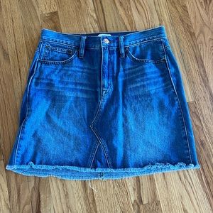 J. Crew Mini Raw Edge Denim Skirt, Size 28